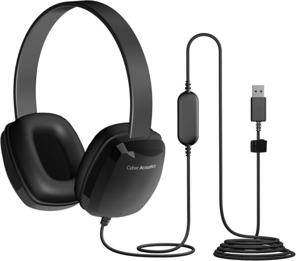 Cyber Acoustics USB Stereo Headphones for PCs and Other USB Devices in The Office