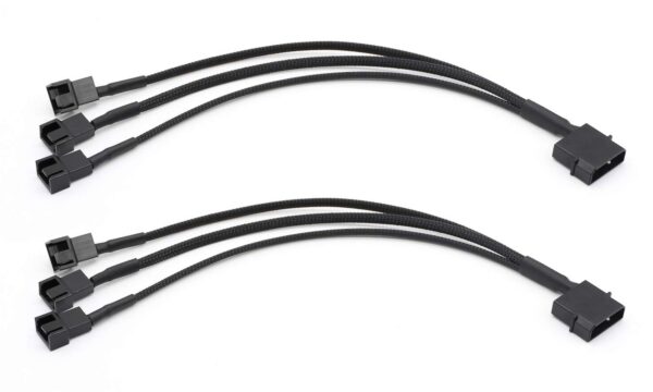 2 Pack Molex to 3 Pin or 4 Pin Fan Adapter Computer PC Case Fan Power Splitter Cable