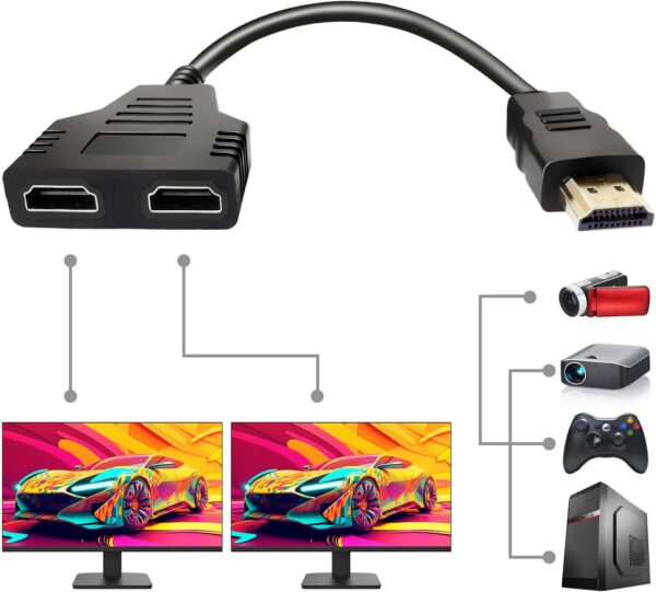 HDMI Splitter Cables Male 1080P to Dual Female 1 to 2 Way HDMI Splitter Adapter Cable for HDTV HD