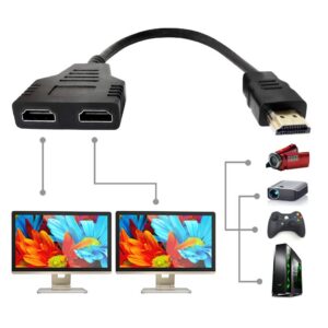 HDMI Cable Splitter 1 in 2 Out HDMI Adapter Cable HDMI Male to Dual Female 1 to 2 Way