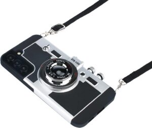 Awsaccy Camera Phone Case for Samsung Galaxy S21 5G Silicone Case Black Camera Case Vintage Cover