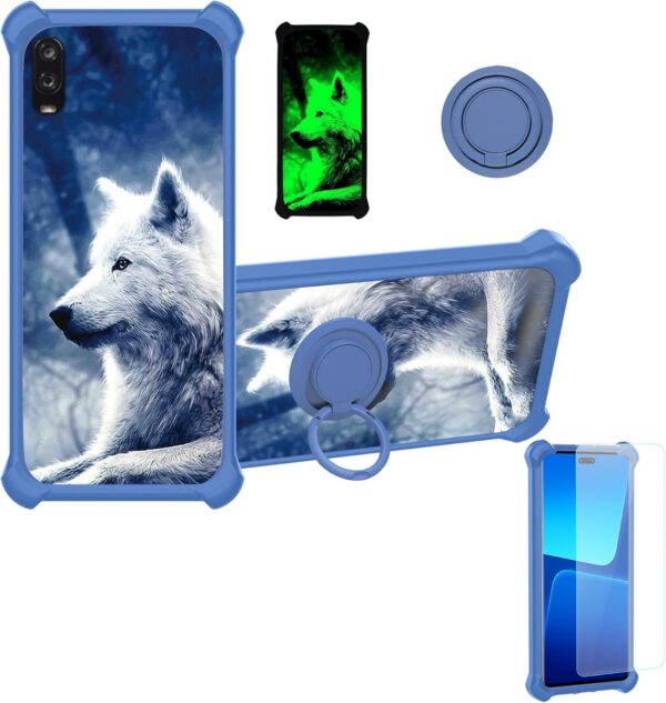 Jitterbug Smart 3 Case Compatible with Lively Smart Phone Case for TCL A2X Case A508DL Cover [with Tempered Glass Screen Protector][Hard PC + Soft Silicone][Luminous Effect] YGL-LAN