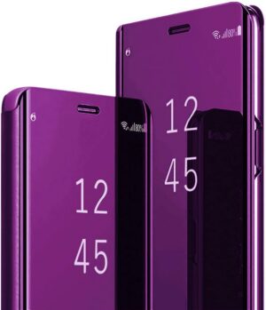 S23 Ultra Leather Case Compatible with Samsung Galaxy S23 Ultra 5G Phone Case Clear View Makeup Mirror Flip Cover