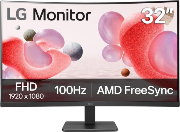 LG 32MR50C-B Curved Monitor 32-Inch FHD 100Hz AMD FreeSync OnScreen Control Dynamic Action Sync Black Stabilizer Tilt Stand