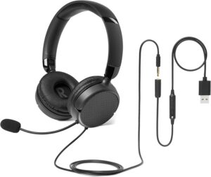Amazon Basics On Ear Wired Computer Headset with Adjustable Microphone