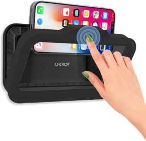 B0DD6N8VNV.jpg URROY Shower Phone Holder Waterproof One-Touch Open Shower Phone Case Anti-Fog & Sensitive Touchscreen Bathroom Wall Phone Mount Stand Universal Fit for iPhone & Smartphones Gift for Men Women Black