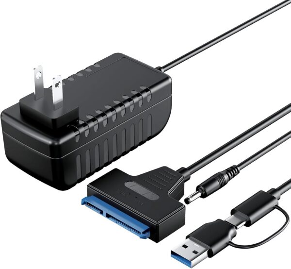 SATA to USB 3.0 and USB C Adapter Cable for 3.5 2.5 Inch SSD/HDD Hard Drive Reader