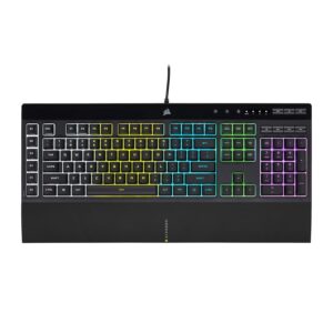 Corsair K55 RGB PRO Membrane Wired Gaming Keyboard – IP42 Dust and Spill-Resistant – 6 Macro Keys with Elgato Integration – iCUE Compatible – QWERTY NA – PC