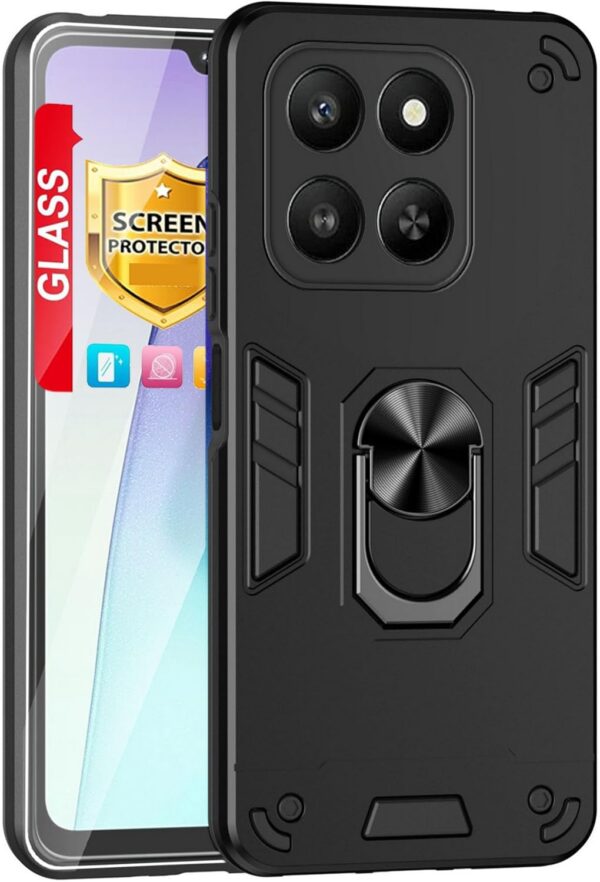 Compatible with Honor 400 Smart 5G LGN-NX1 Case [with Tempered Glass Screen Protector] Anti-Fingerprint